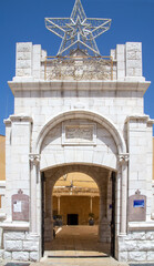 entrance of the Greek Orthodox Church of the Annunciation in Nazareth, Israel.