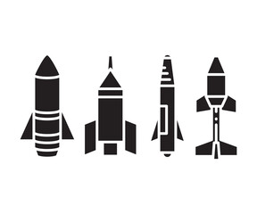 torpedo missile icons vector set