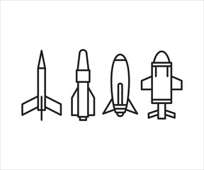 rocket missile icons set line design