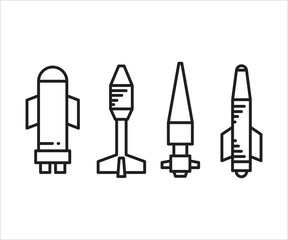 rocket missile icons set line design