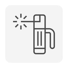 Welding electrode holder vector icon. Also called rod stick. Use to hold coated electrode and connect to engine driven welder by cable for arc welding process to join metal by heat from electricity.