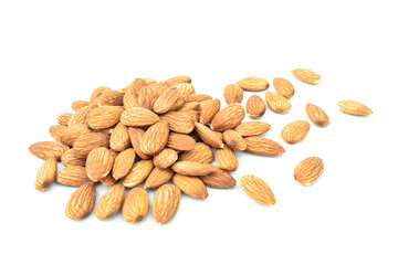 Almond pile isolated on white background
