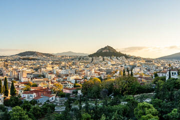 Fototapeta na wymiar A view of the Mount Lycabettus in Athens