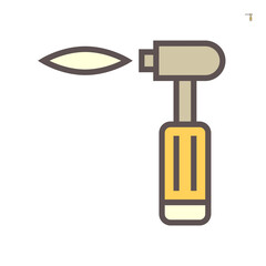 Gas torch vector icon. Welding cutting or fuel-burning equipment tool for welder to blowing fire flame of oxygen, acetylene, propane for industry, metal steel work, metallurgy, construction. 64x64 px.