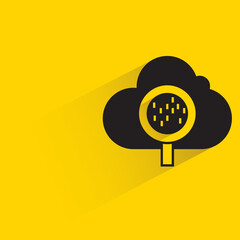 cloud and magnifier with shadow on yellow background