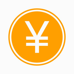 Yen icon. Japanese currency symbol. Vector illustration. Coin symbol.