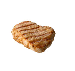 grilled pork slice isolated on white background