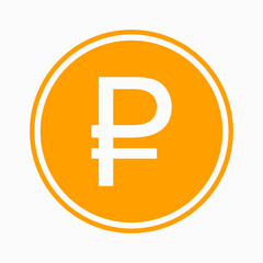 Ruble icon. Russian currency symbol. Vector illustration. Coin symbol.