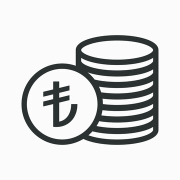 recommend clip art: Turkish lira icon. Money outline vector illustration. Pile of coins icon isolated on white background. Stacked cash. Turkish currency symbol.