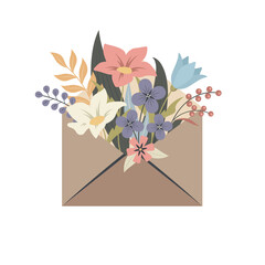 Envelope, letter with flowers