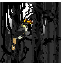 Hornbill at night and abstract background with squares