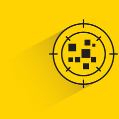 data plot and focus dart with shadow on yellow background