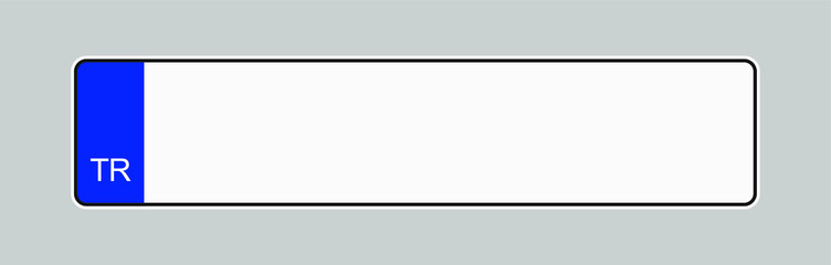 The license plate of Turkey. Vehicle registration plates frame vector isolated. Turkish car number plate template.