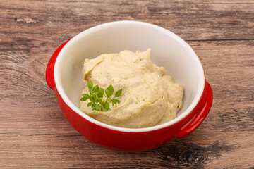 Vegan food - hummus with olive oil