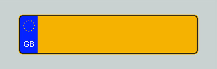 Licence plate of the United Kingdom. Vehicle registration plates frame vector isolated. UK car number plate template.