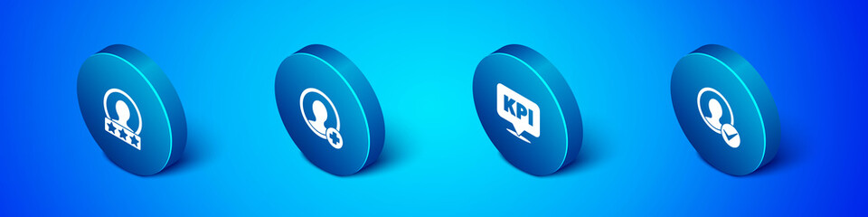 Set Isometric Create account screen, Key performance indicator, and icon. Vector