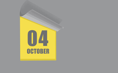 october 04. 04-th day of the month, calendar date. Gray numbers in a yellow window, on a solid isolated background. Spring month, day of the year concept