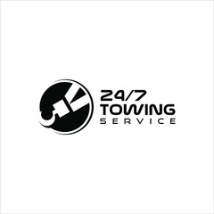 Simple Tow Service Logo Business Template Vector Emergency Vehicle Transportation Graphic Design Ideas