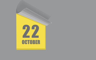 october 22. 22-th day of the month, calendar date. Gray numbers in a yellow window, on a solid isolated background. Spring month, day of the year concept