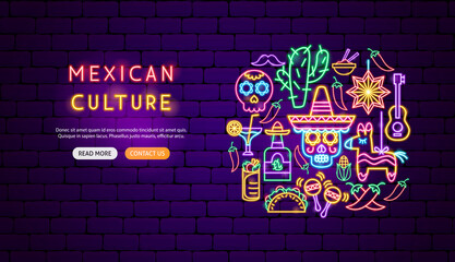Mexican Culture Neon Banner Design