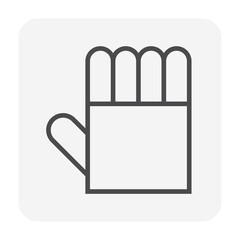 Leather gloves or welding gloves vector icon. Personal protective equipment (PPE) to protect welder hands and fingers from hazard of welding, cutting and grinding by heat resistance material. 64x64 px