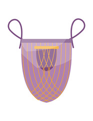 Kitchen apron in bright colours with pocket and design form. Colorful protective garment with pattern background isolated on white background. Cooking uniform for housewife or chef