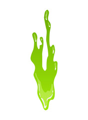 Green slime. Goo blob splashes, toxic dripping mucus. Slimy splodge and drops, liquid borders. Cartoon isolated vector decorative forms of playing blotch. Snot