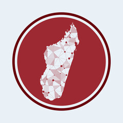 Madagascar icon. Trendy tech logo of the country. Geometric mesh round design. Technology, internet, network, telecommunication concept. Vector illustration.