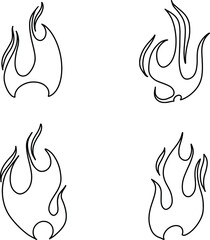 Red fire in retro style on dark background. Nature background. Vector drawing. Dark background. Black background. Black color.