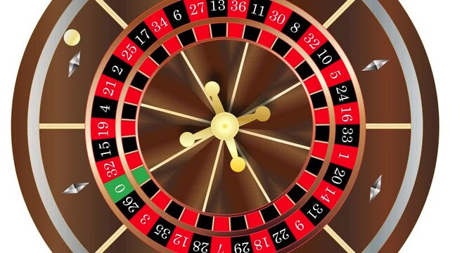 Moving Casino Roulette Wheel Close Up With A Spinning Ball