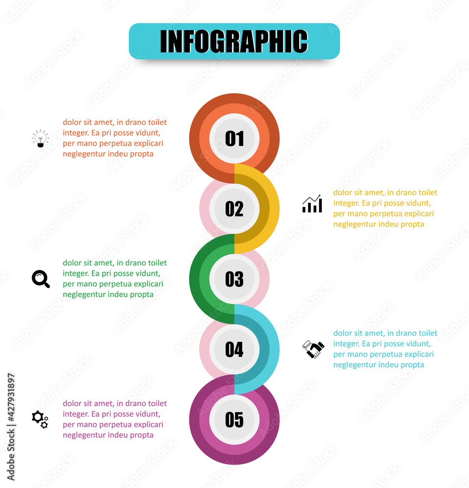 Poster presentation business infographic template for five options. vector infographic circle design for ba