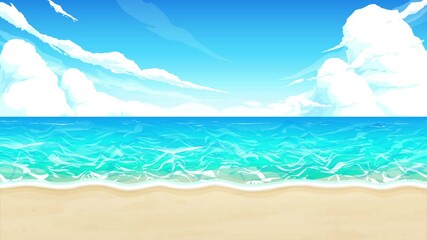 海と砂浜と空 波が打ち寄せる海の風景 アニメーション ループ動画 Wall Mural ふわぷか