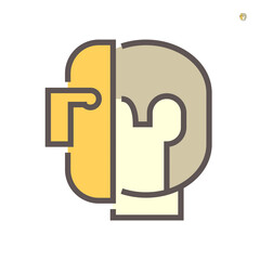 Welding mask, guard or face shield vector icon. Personal protective equipment or safety tool for protection welder in metalworking, construction. To cover full face, eye by glass, plastic. 64x64 pixel