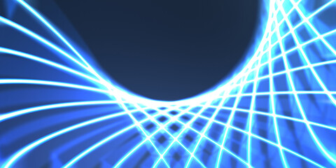 Neon colorful abstract design of light waves. Digital background with neon light glowing effect. Bright rays wallpaper.