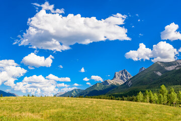 Mountains landscape from mountains pass. Rocky Mountains. Canada.