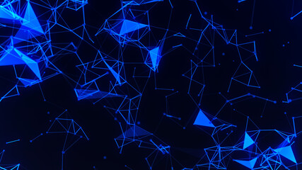 Abstract background with connection dots and lines. Network connection structure. Big data vizualization. Data exchange. 3d rendering.