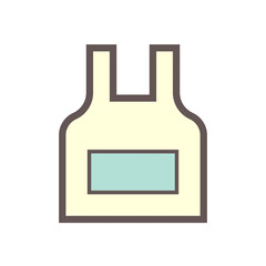 Leather welding apron or fire resistant clothing vector icon. Safety equipment for cover front of body to protect welder and blacksmith from danger, flame, heat, fire, burn and radiation in hot work.