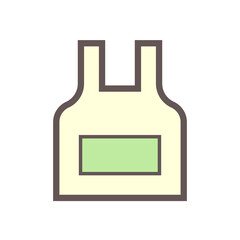 Apron or bib apron vector icon. Uniform, workwear or garment to cover front body for chef working, cooking or preparing food in kitchen, restaurant. To protection from danger, acid and heat. 64x64 px.