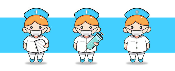 nurse maskot set