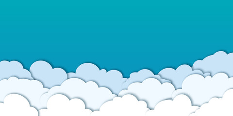Clouds on blue sky banner