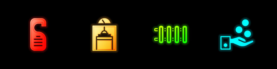 Set Please do not disturb, Lift, Heating radiator and Paying tips icon. Vector