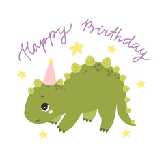 cute dinosaur. birthday. dino in a party hat. birthday party. baby dinosaur