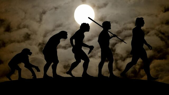 Human evolution with Dark Atmosphere: Fog, Smoke, and Full Moon in Background