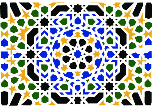 Mosaico de la Alhambra de granada en varios colores