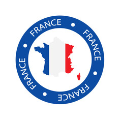 France stamp with map icon- vector illustration