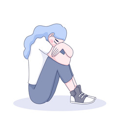 sad girl illustration