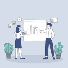 business woman and man illustration