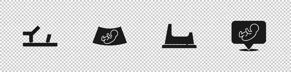Set Baby shoes, Ultrasound of baby, potty and icon. Vector