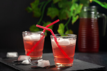 Homemade compote. Refreshing chilled summer fruit drink