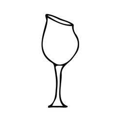 Vector doodle drink glass of wine, for kitchen, café, bar, restaurant, cups of tea, coffee, decanter for water, lemonade, juice, glasses for wine, champagne, vodka, cognac, brandy, cocktail